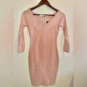 MARCIANO Bodycon Bandage Dress - Blush/Dusty Pink - Size S